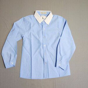casual button dawn shirt boys size 8 ?  light blue with white collar